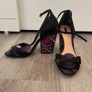 Schutz Suede Leather Wedge colorful sandals Sz 8